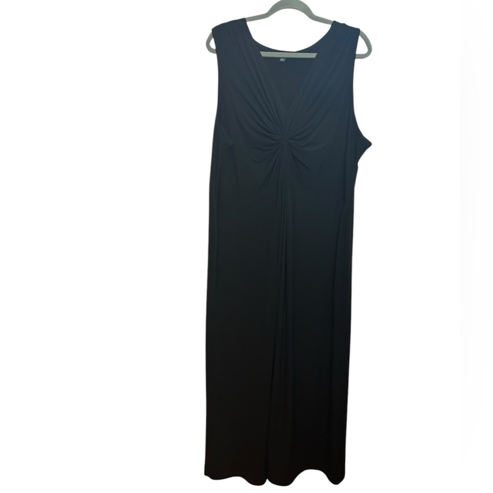 Notations Plus Size Black Twist Stretch Maxi Dress